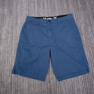 Hurley Chino Shorts Mens 32 Fit 33x9 Blue Excellent Casual Walk Shorts